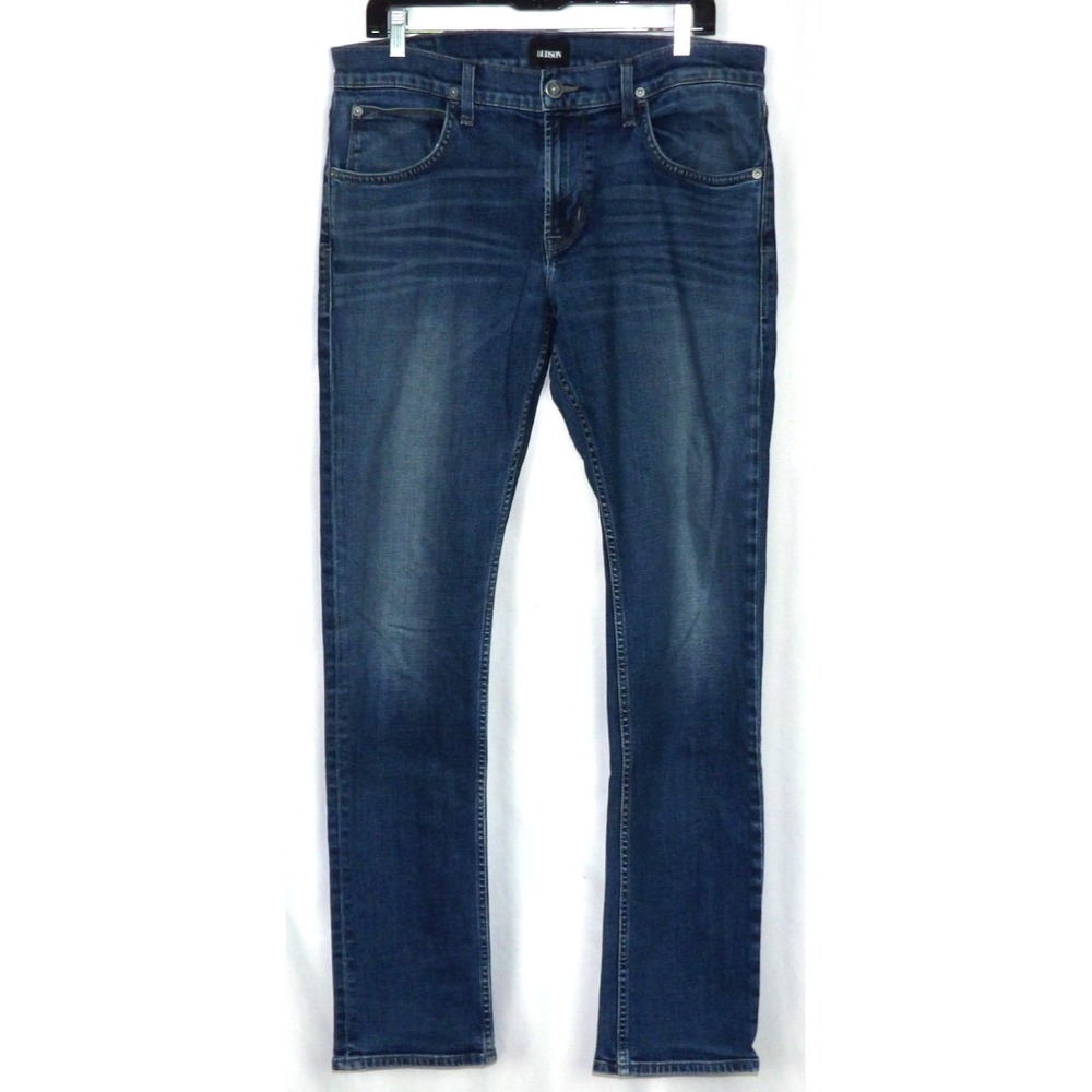HUDSON Medium Blue Stretch BLAKE Slim Straight Leg Denim Jeans Men's 33 X 33